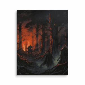 Dark soldiers battle in a forest