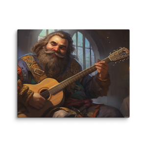 Dwarf bard playing guitar