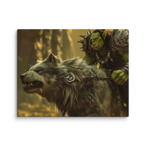 Orc soldier riding a wolf