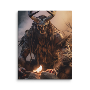 Horned orc shaman sitting