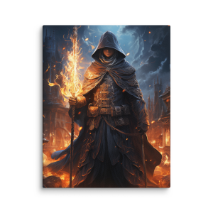 Fire mage with sword and staff