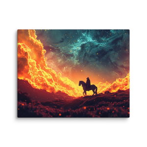 Mage on his horse in a volcano