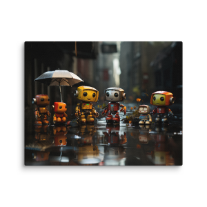 Happy cute robots family