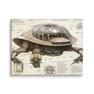 Alien blueprint of mechanical robot Deen