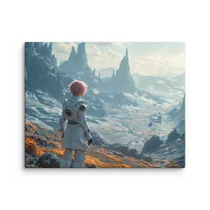 Pink hair girl on an alien planet