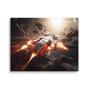 Grey space battleship firing