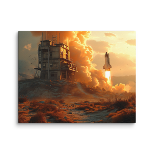 House with a space ship departing