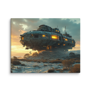 Landed gray space ship