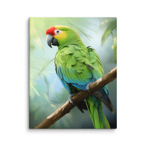 Green parrot sitting on a tree