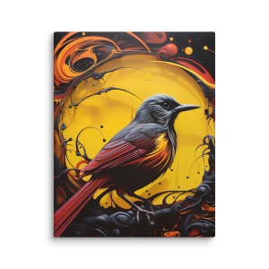 Yellow black painting of a bird