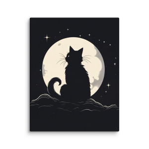 Cat looking at the moon illustration