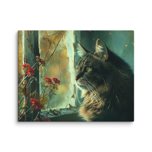 Cat watching outside painting