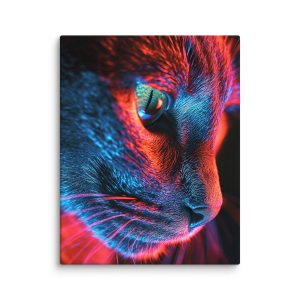 Blue and red light cat photo