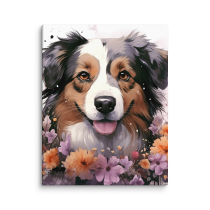 Dog with flowers