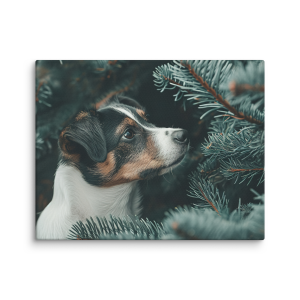 Dog with a christmas tree