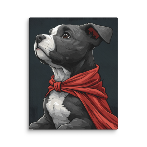 Superhero dog with a red cape