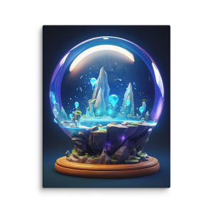 Crystal blue ball with mountains