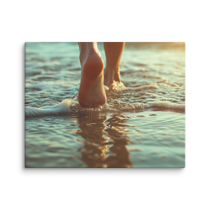 Feet walking on a beach
